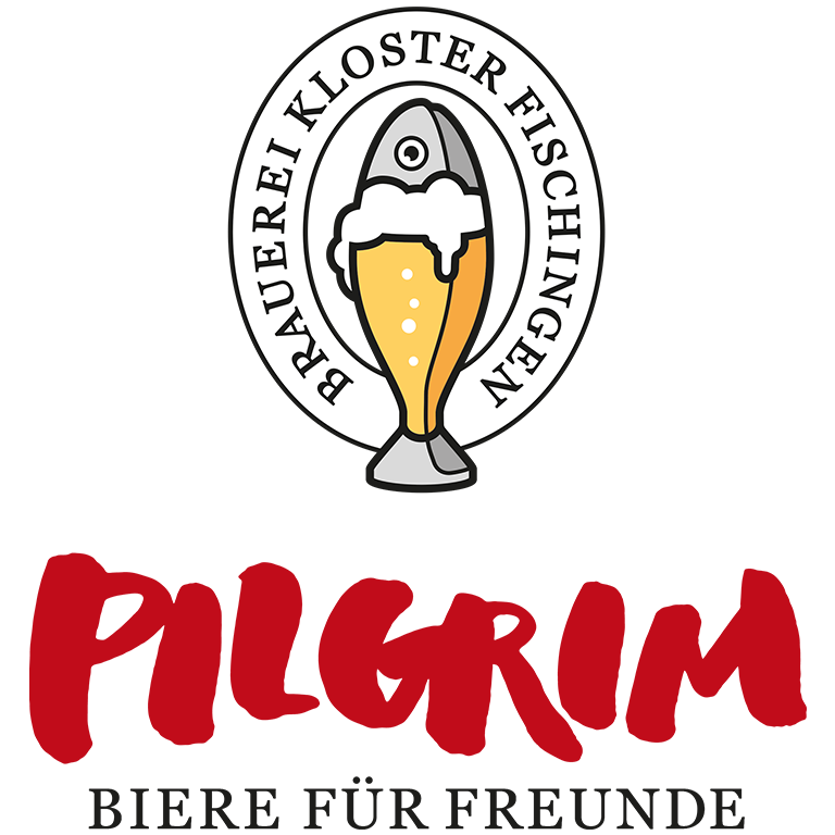 Logo PILGRIM mit Fischglas und Claim Biere Für Freunde